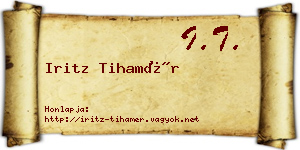 Iritz Tihamér névjegykártya